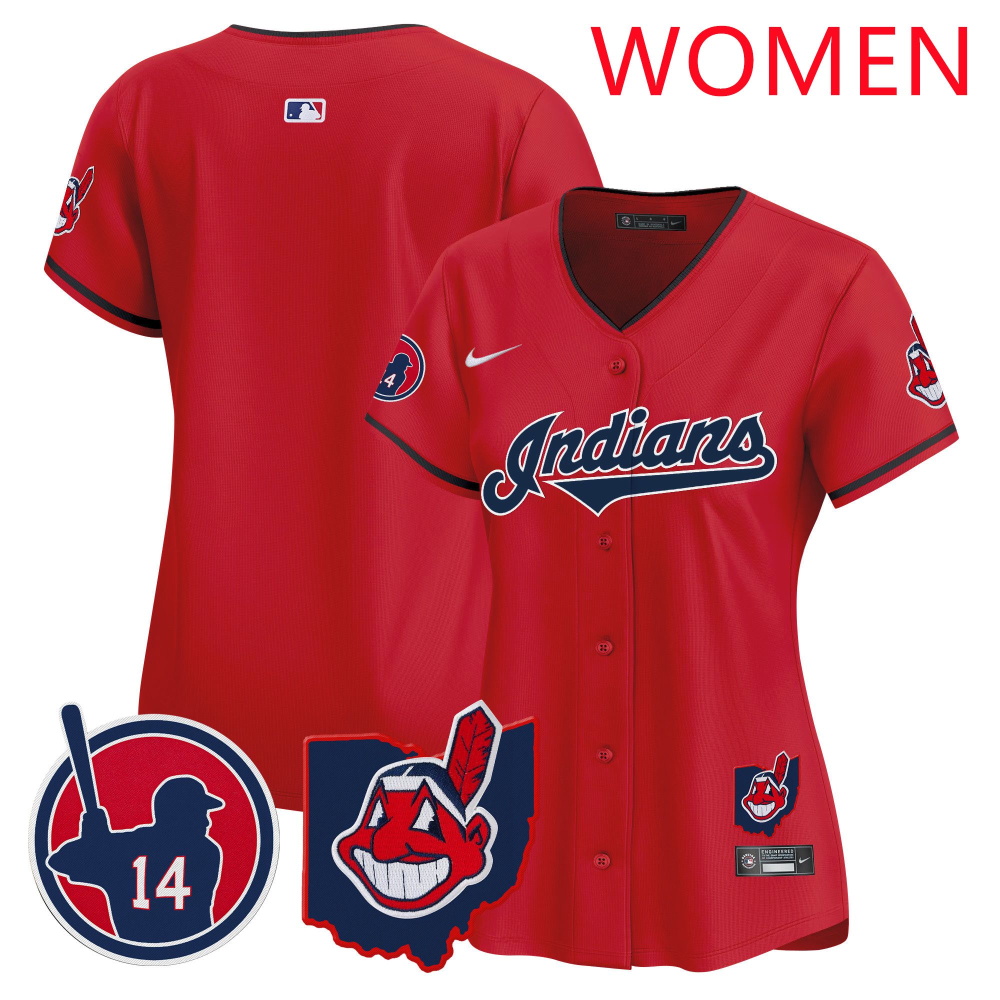 Women Cleveland Indians Blank Red Nike 2025 Patch Vapor Premier Limited MLB Jersey